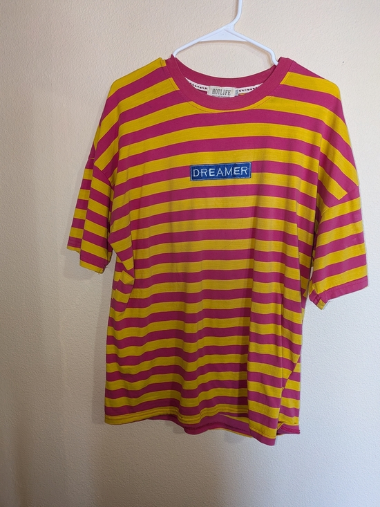hotlife Other - 'Dreamer' Pink & Yellow Striped Kids Tee